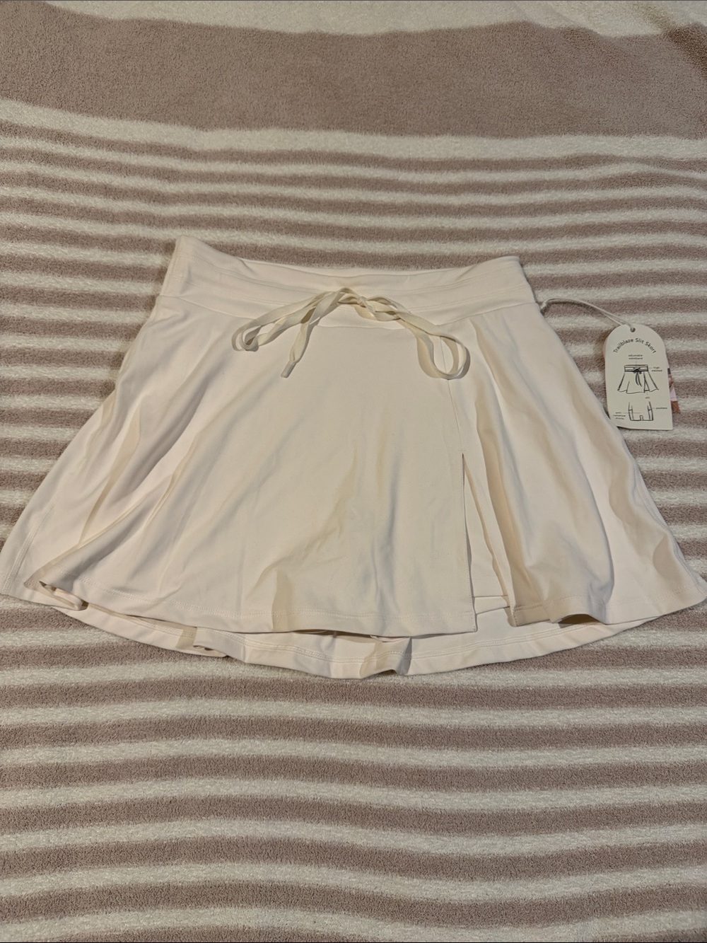 Flared Cream Skort with Drawstring Waist